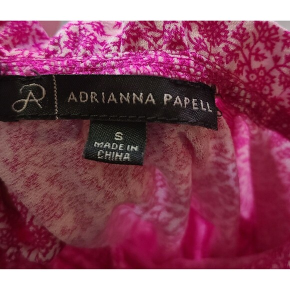 Adrianna Papell Pink Floral Top Women's Size Small High Neck 3/4 Sleeve Stretch - Picture 4 of 11